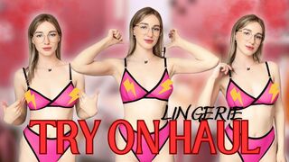 [4K] Try On Haul Pink Lingerie Set | See-Through Clothes