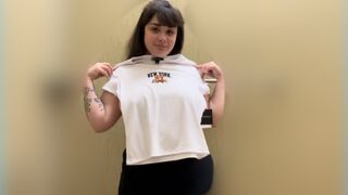 [4K] Curvy Girl NO BRA TRANSPARENT Try On Haul WITH CLOSE UPS | Chubby Girl Sheer Tiny Top Try On