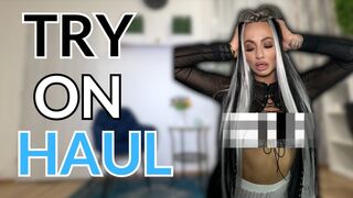 [4K] Transparent Black Dress & No Panties Try-On Haul Review