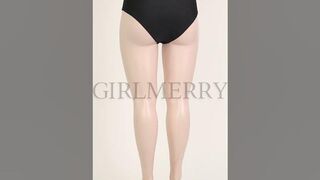 GIRLMERRY New sexy solid color high-waist hollow bikini briefs Wholesale Plus-Size Swimwear BA018208