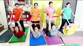 group #stretching with dupatta #yoga #gulabisharara #workout #shorts #ytshortsvideo #nepalisong