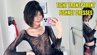 TIGHT TRANSPARENT FISHNET DRESSES - LINGERIE TRY ON HAUL [4K]