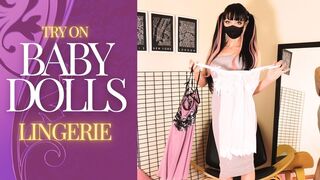 Try-On Haul: Lingerie Showdown - Purple vs. Transparent White Babydolls