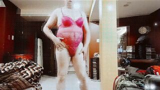 crossdresser Marianne modeling sexy hot pink baby doll lingerie #asmr #trending #fashion