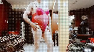 crossdresser Marianne modeling sexy hot pink baby doll lingerie #asmr #trending #fashion