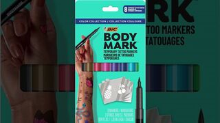 BodyMark Temporary Tattoo Markers for Skin, Color Collection, Flexible Brush Tip, Assorted Colors, S