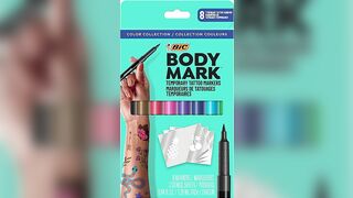 BodyMark Temporary Tattoo Markers for Skin, Color Collection, Flexible Brush Tip, Assorted Colors, S