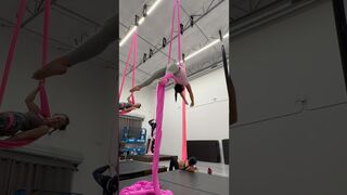 Aerial silks (pink) #aerialsilks #aerial #silks #link #love #dance #skills #acrobatics #yoga #stunt