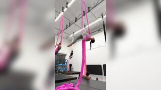 Aerial silks (pink) #aerialsilks #aerial #silks #link #love #dance #skills #acrobatics #yoga #stunt