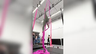 Aerial silks (pink) #aerialsilks #aerial #silks #link #love #dance #skills #acrobatics #yoga #stunt