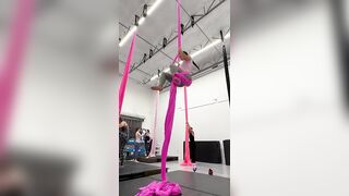 Aerial silks (pink) #aerialsilks #aerial #silks #link #love #dance #skills #acrobatics #yoga #stunt