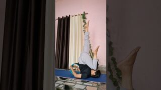 Sarvangasana practice with yoga wheel || #yogasans #yogaposes #yogabalance #yogawheel