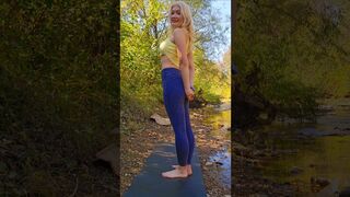 soft yoga flow by the stream