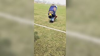 Rajesh Hamal stretching before the match #cricket