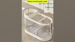 Flatware Organizer with Tension Mount - Lightweight Transparent Countertop Utens