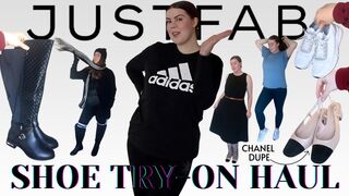 JustFab Shoe Try-On Haul! Sneakers, Wide Calf Boots & Chanel Slingback Pumps Dupe