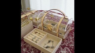 Transparent Jewelry Box with Gold Accents