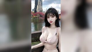 [4k ] AI LOOKBOOK 비오는날 뉴욕 센트럴파크에서 란제리 패션 Lingerie fashion at Central Park in NewYork on a rainy day