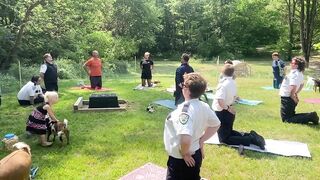 First responders participate in 'Goat Yoga' in Kalamazoo