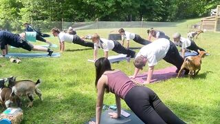 First responders participate in 'Goat Yoga' in Kalamazoo