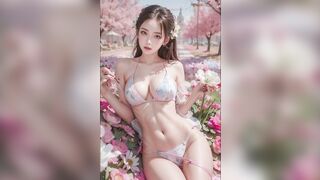 beautiful flower girl lingerie show / 美しい花柄ガールのランジェリーショー / 아름다운 꽃 소녀 란제리 쇼 / 4k ai art /ai lookbook