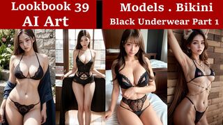 Lookbook 39 | AI Art | Beautiful models on bikini Black underwear (part 1) #aiart #lookbook #bikini