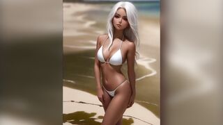 AI ART WHITE BIKINIS AT THE BEACH LOOKBOOK