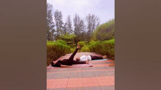 Lying down yoga asana with my husband #yogawithasha #yogaeverywhere #yoga #yogaasana #yogaexercise