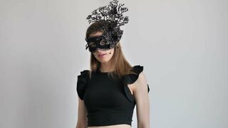 TRY ON HAUL PANTYHOSE STOCKINGS TIGHTS NYLON MINISKIRT HIGH HEELS and a MASK 4k