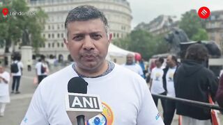 Londoners Celebrate International Day of Yoga at Trafalgar Square, Author Amish Tripathi Joins In