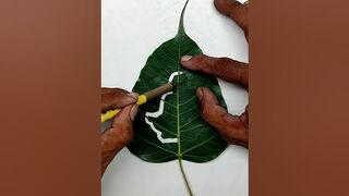 Yoga Day On Leaf Carving Art | International Yoga Day Leaf Art |#shorts #viral #yoga