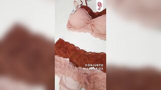 Conjunto Lingerie calcinha e sutiã com bojo em renda e microfibra Margarida