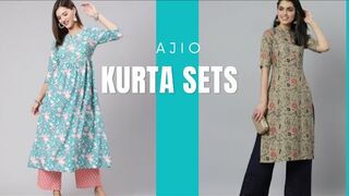 Ajio try on haul in తెలుగులో|Affordable party wear kurta sets|Party|office|college wear kurta