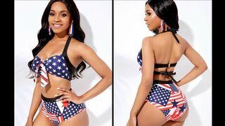 Halter American Flag Print Bowknot Bikini Set @ RMNOnline Fashion Group