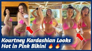 Pregnant Kourtney Kardashian Growing baby bump in pink bikinis with Actress Addison Rae