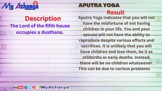 Aputra Yoga In Vedic Astrology || Significance Of Aputra Yoga In Horoscope || My Acharya