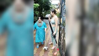 Bollywood Diva Malaika Arora Trying To Help Old Women At Diva Yoga Bandra