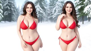 Beauties in bikinis in the snow