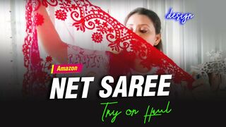 Net Saree Design Try on haul | net saree wearing styles