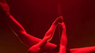 Sensual Pole Dance and Stretching in Neon Light