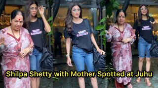 Yoga Girl Gorgeous Shilpa Shetty with Mother spotted at Restaurant in JUHU