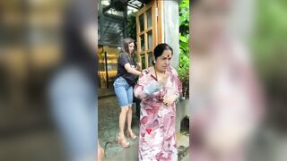 Yoga Girl Gorgeous Shilpa Shetty with Mother spotted at Restaurant in JUHU