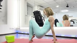 Stretch legs & feet. Gymnastics Flex. Yoga contortion. Full body stretch. Flexible Legs