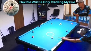 Loose grip + flexible wrist = straight stroke