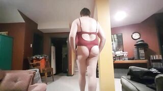 crossdresser Marianne modeling burgandy lingerie #asmr #trending