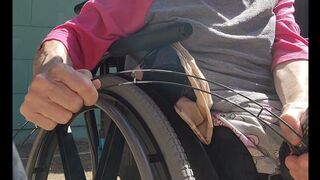 Preparing a flexible hoop for wheelchair rear wheel cover