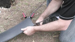 08 Prepare the flexible horse fencing rail to attach to dead end post