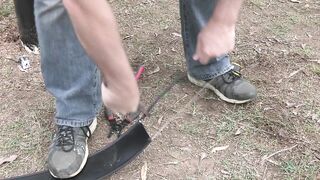 08 Prepare the flexible horse fencing rail to attach to dead end post