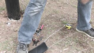 08 Prepare the flexible horse fencing rail to attach to dead end post