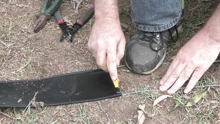 08 Prepare the flexible horse fencing rail to attach to dead end post